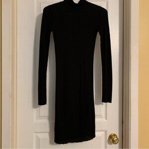 BCBG ribbed raw edge long sleeve LBD